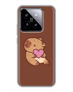 Чехол для Xiaomi 14 с картинкой «Капибара с сердцем»