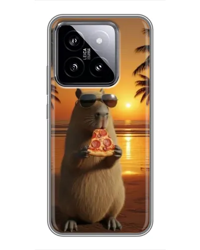 Чехол для Xiaomi 14 с картинкой «Капибара с пиццей»