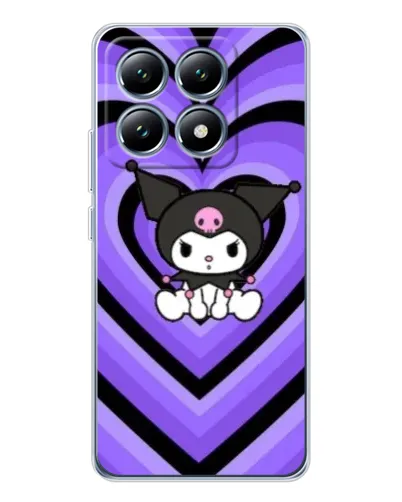 Чехол для Xiaomi 14T Pro с картинкой «Kuromi и фиолетовые сердца»