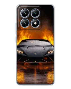 Чехол для Xiaomi 14T Pro с картинкой «Lamborghini в огне»