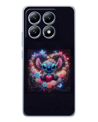Чехол для Xiaomi 14T Pro с картинкой «Stitch в цветах»