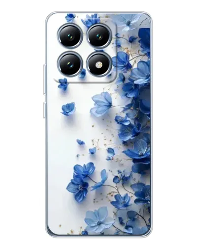 Чехол для Xiaomi 14T Pro с картинкой «Голубой цветочный каскад»