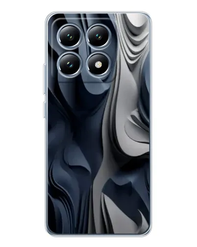 Чехол для Xiaomi 14T Pro с картинкой «Объемные синие складки»