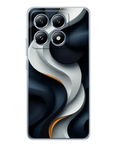 Чехол для Xiaomi 14T Pro с картинкой «Объемные черно-белые ленты»