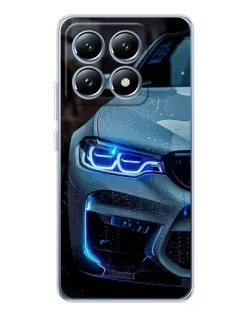 Чохол для Xiaomi 14T з картинкою «Погляд BMW з синіми фарами»