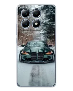 Чохол для Xiaomi 14T з картинкою «BMW у зимовому лісі»