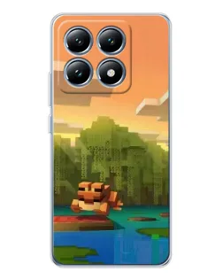Чехол для Xiaomi 14T с картинкой «Майнкрафт закат солнца»