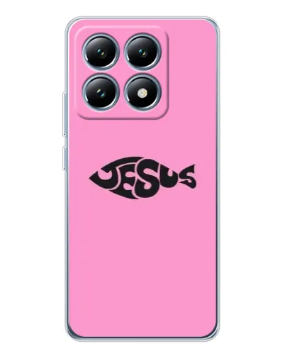 Чехол для Xiaomi 14T с картинкой «Розовый символ  Jesus»