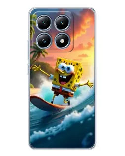 Чохол для Xiaomi 14T з картинкою «Губка Боб серфінгіст»