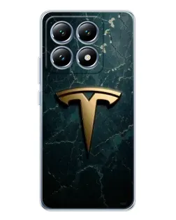 Чохол для Xiaomi 14T з картинкою «Мармурова Tesla Gold»