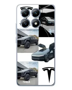 Чохол для Xiaomi 14T з картинкою «Колаж Cybertruck Tesla»