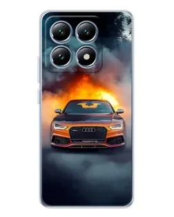 Чехол для Xiaomi 14T с картинкой «Audi в огненном дыму»