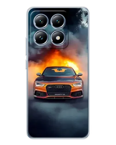 Чехол для Xiaomi 14T с картинкой «Audi в огненном дыму»