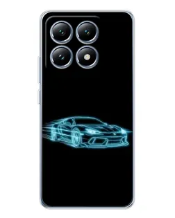 Чохол для Xiaomi 14T з картинкою «Неоновий контур Lamborghini»