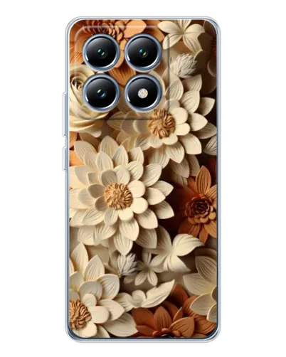 Чехол для Xiaomi 14T с картинкой «Бежевый флористический декор»