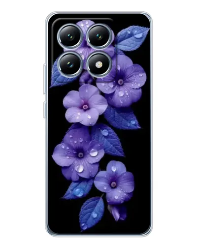 Чехол для Xiaomi 14T с картинкой «Фиолетовые цветы с росою»