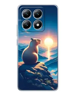 Чохол для Xiaomi 14T з картинкою «Захід сонця з капібарою»