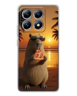 Чохол для Xiaomi 14T з картинкою «Капібара з піцою»