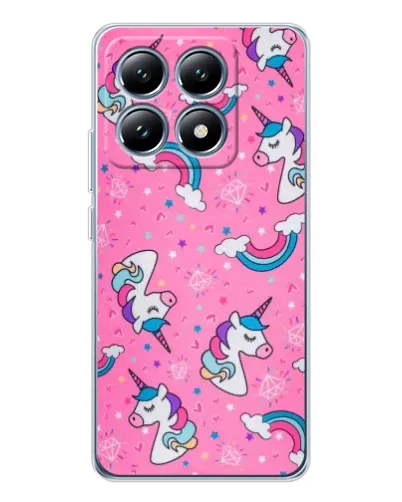 Чехол для Xiaomi 15 Pro с картинкой «Unicorn паттерн розовый»