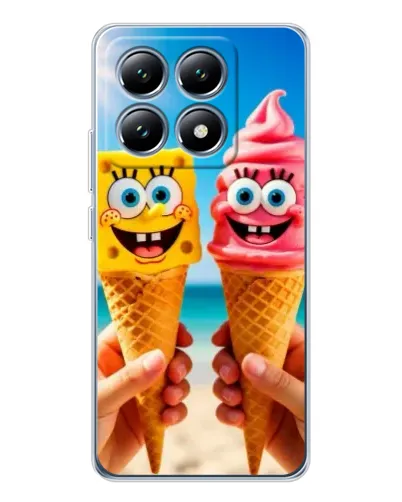 Чехол для Xiaomi 15 Pro с картинкой «Спанч Боб мороженое»