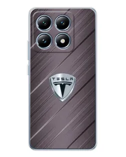 Чехол для Xiaomi 15 Pro с картинкой «Металлическая текстура Tesla»