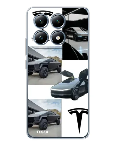 Чехол для Xiaomi 15 Pro с картинкой «Коллаж Cybertruck Tesla»