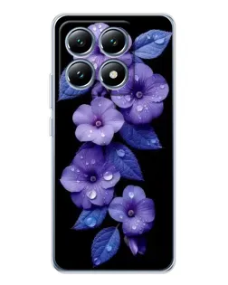 Чехол для Xiaomi 15 Pro с картинкой «Фиолетовые цветы с росою»