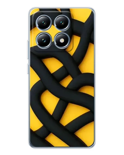 Чехол для Xiaomi 15 Pro с картинкой «Черное желтое переплетение»