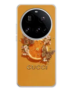 Чохол для Xiaomi 15 Ultra з картинкою «Gucci — золоті метелики»