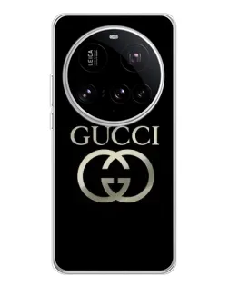Чохол для Xiaomi 15 Ultra з картинкою «Gucci — золото на чорному»