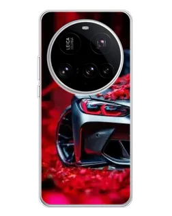 Чехол для Xiaomi 15 Ultra с картинкой «Спортивная BMW и цветы»