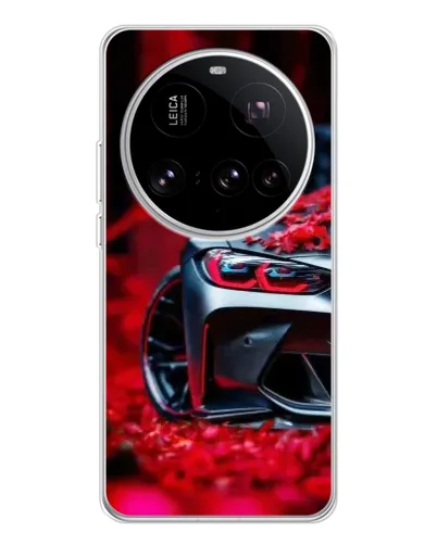 Чехол для Xiaomi 15 Ultra с картинкой «Спортивная BMW и цветы»