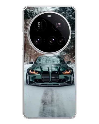 Чехол для Xiaomi 15 Ultra с картинкой «BMW в зимнем лесу»