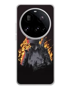 Чехол для Xiaomi 15 Ultra с картинкой «PUBG — огненный силуэт»