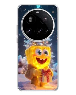 Чехол для Xiaomi 15 Ultra с картинкой «Рождественский Спанч Боб»
