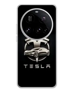 Чехол для Xiaomi 15 Ultra с картинкой «Tesla — серебристое авто»
