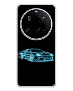 Чехол для Xiaomi 15 Ultra с картинкой «Неоновый контур Lamborghini»
