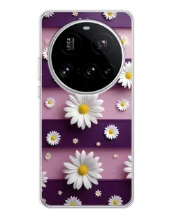 Чехол для Xiaomi 15 Ultra с картинкой «Ромашки на фиолетовом»