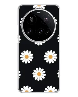 Чехол для Xiaomi 15 Ultra с картинкой «Ромашки на черном»