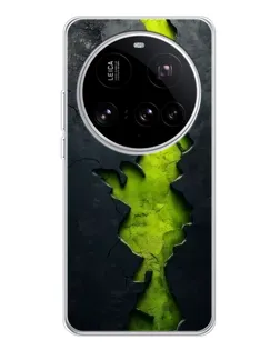 Чехол для Xiaomi 15 Ultra с картинкой «Салатовый разлом скалы»