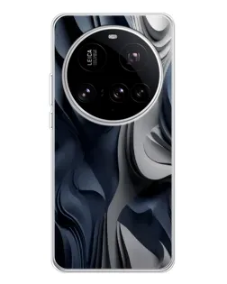 Чехол для Xiaomi 15 Ultra с картинкой «Объемные синие складки»