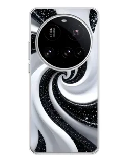 Чехол для Xiaomi 15 Ultra с картинкой «Черно-белая спираль»