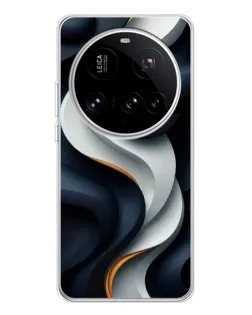 Чехол для Xiaomi 15 Ultra с картинкой «Объемные черно-белые ленты»