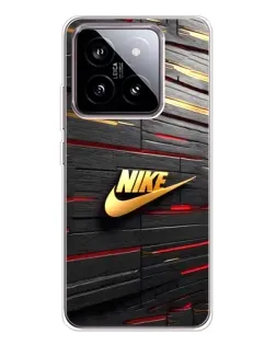 Чехол для Xiaomi 15 с картинкой «Золотой Nike на металле»