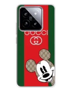 Чехол для Xiaomi 15 с картинкой «Gucci — полосы и Микки»