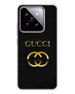 Чехол для Xiaomi 15 с картинкой «Золотой логотип Gucci»