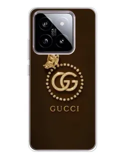 Чехол для Xiaomi 15 с картинкой «Gucci — золотая бабочка»