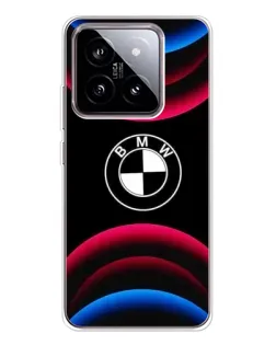 Чехол для Xiaomi 15 с картинкой «Логотип BMW и неоновые дуги»