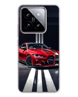 Чехол для Xiaomi 15 с картинкой «Красная BMW на дороге»