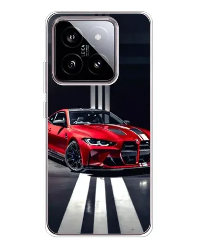 Чехол для Xiaomi 15 с картинкой «Красная BMW на дороге»